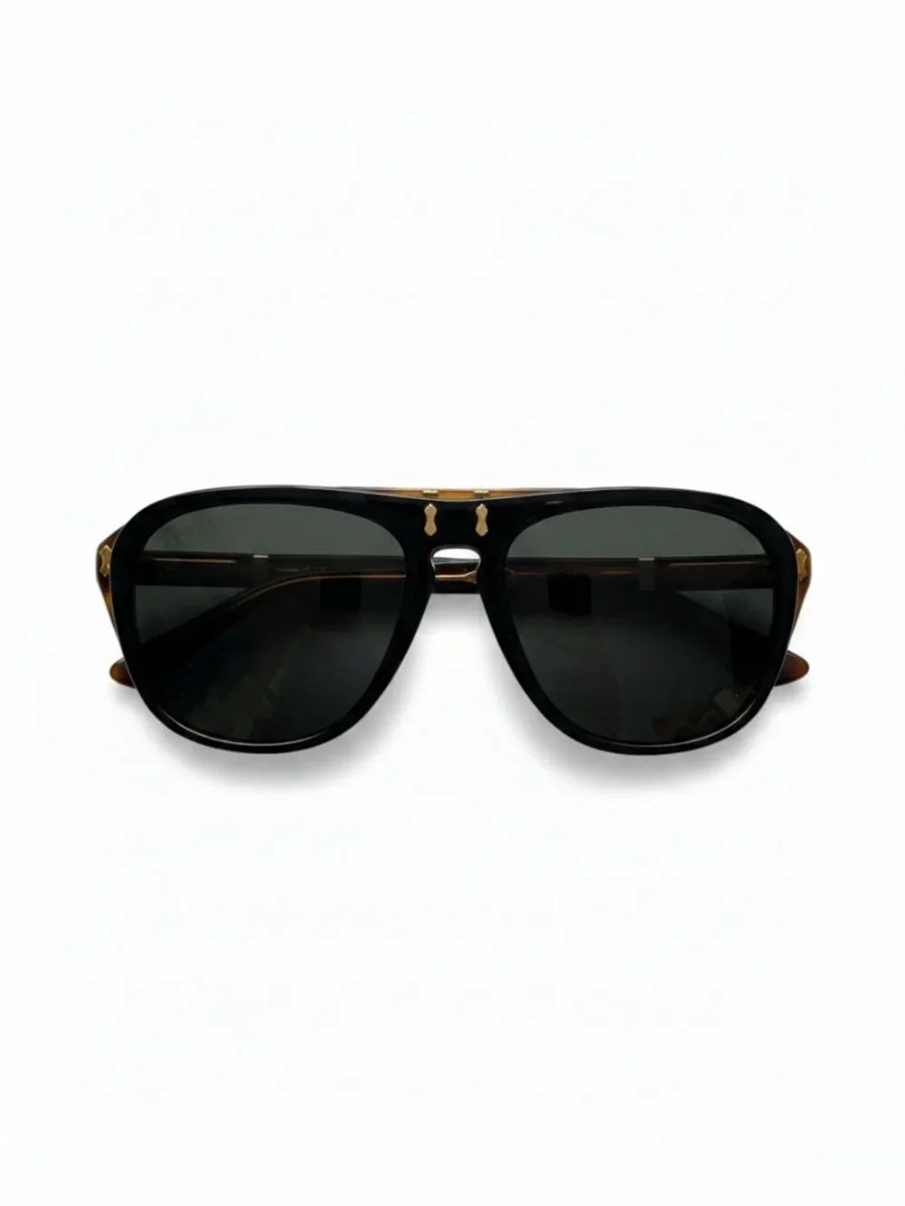 GUCCI GG0087S Flip Up Retro Aviator Sunglasses Black Havana Gold NWT Unisex 56mm